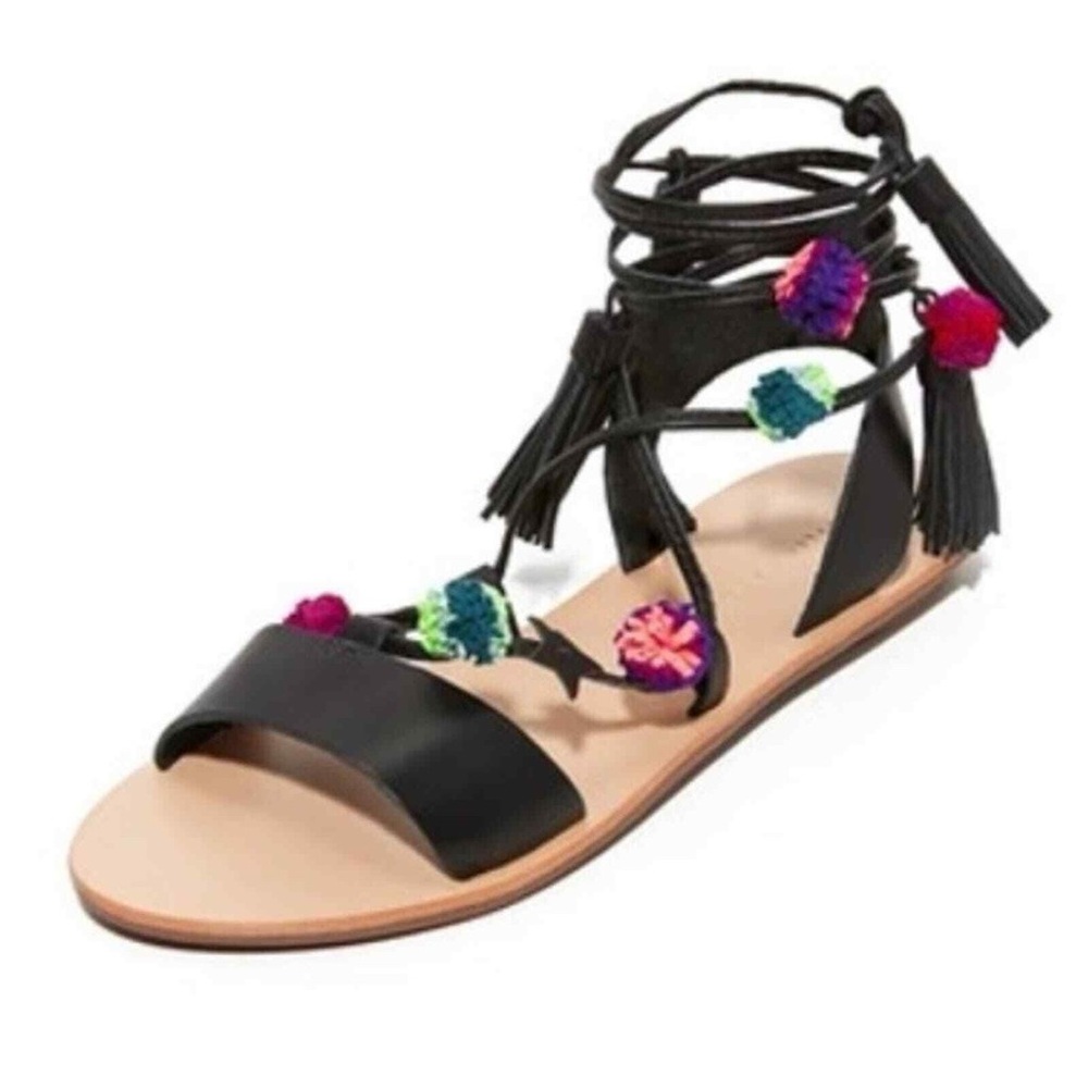 Black Strappy Sandals with Colorful Accents